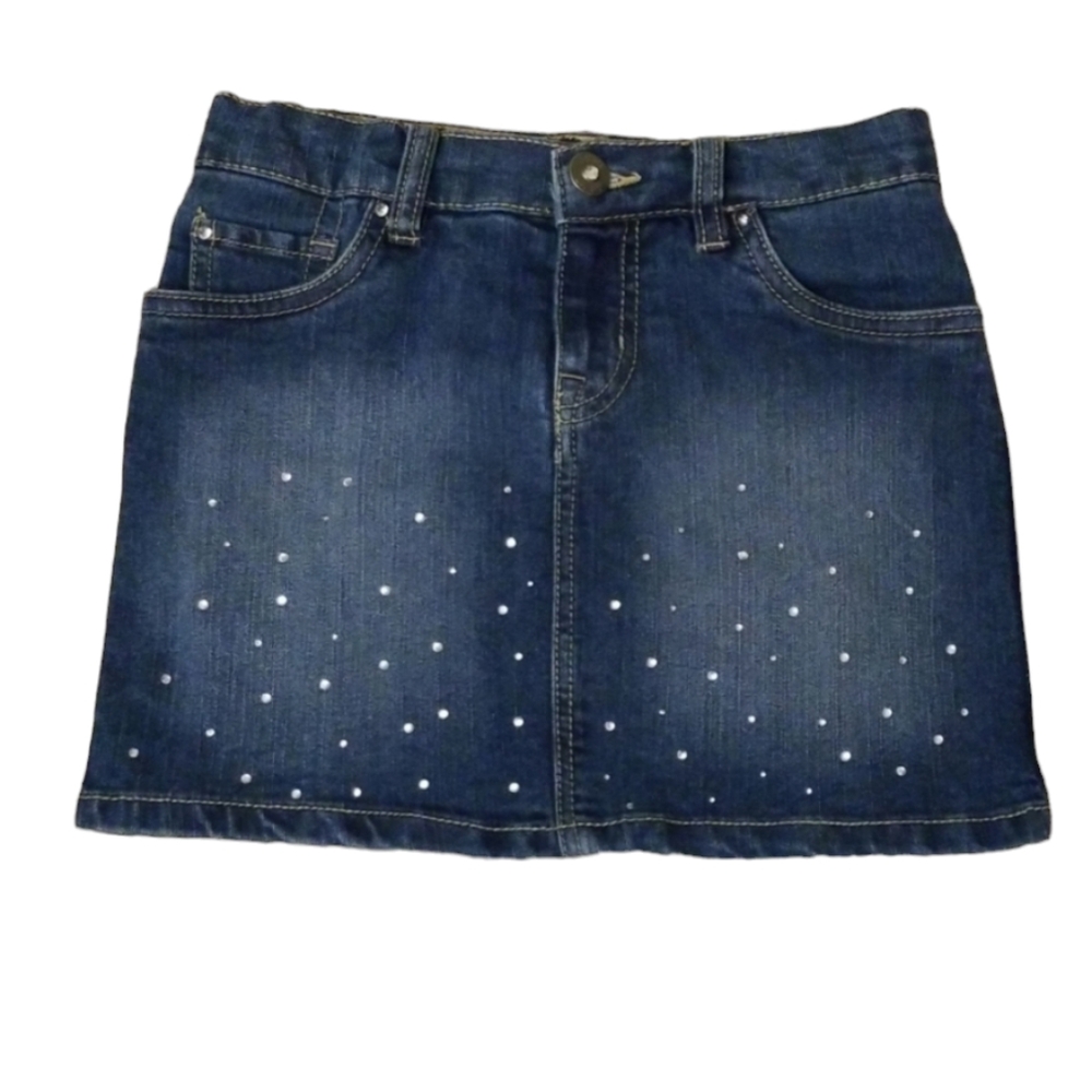 Children's Place jean skirt, adjustable waist with buil-in shorts, rhinestones